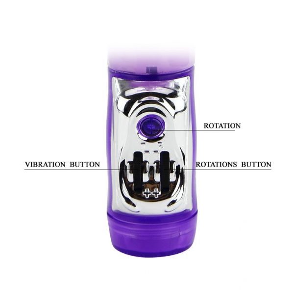 Фиолетовый вибратор с клиторальной бабочкой, ротацией и движением Up/Down - 24 см. - фото 5