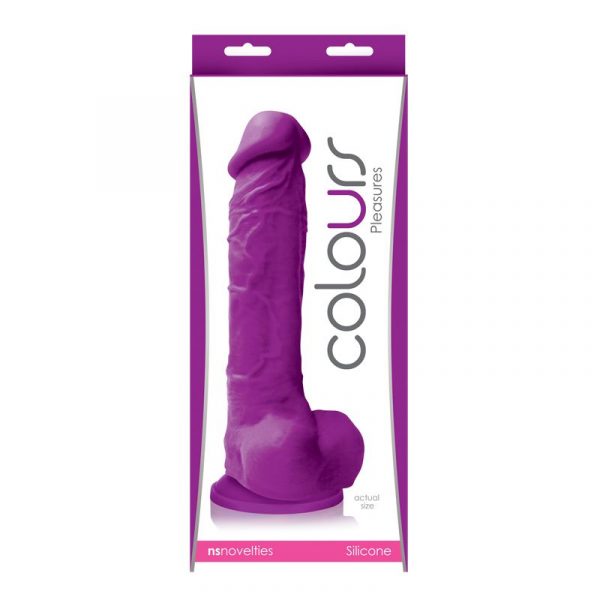 Фиолетовый фаллоимитатор Colours Pleasures на присоске - 25 см. - фото, отзывы