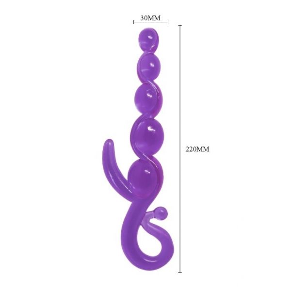 Фиолетовый анальный стимулятор-цепочка - 22 см. - фото 3