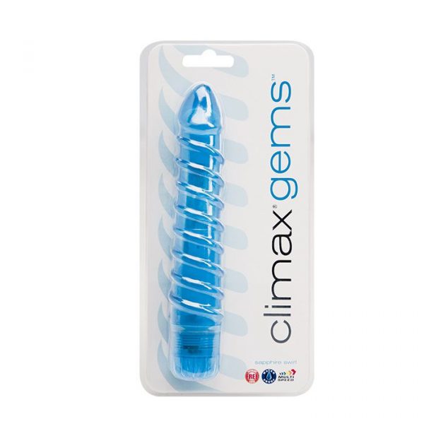 Ребристый вибратор Climax Gems Sapphire Swirl - 16 см. - фото, отзывы