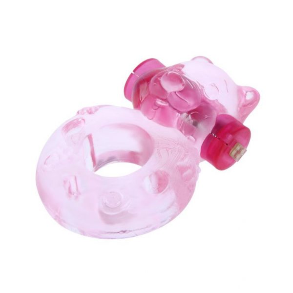 Розовое эрекционное виброкольцо с мишкой на вибропуле - фото, отзывы