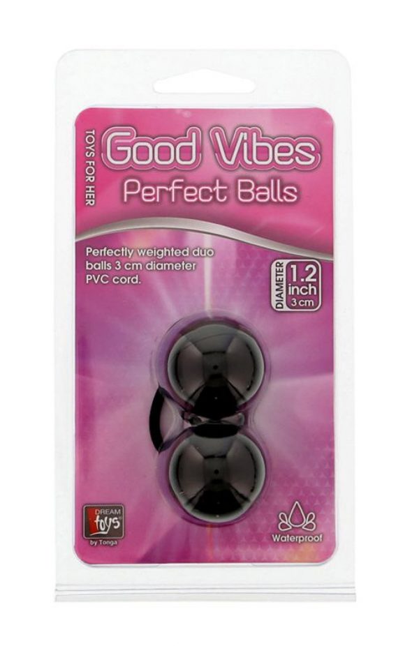 Чёрные вагинальные шарики на мягкой сцепке GOOD VIBES PERFECT BALLS - фото, отзывы