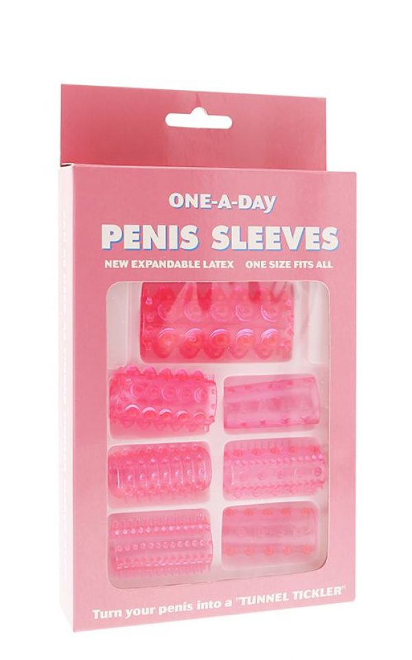 Набор из 7 розовых насадок на пенис ONE-A-DAY PENIS SLEEVES PINK - фото, отзывы