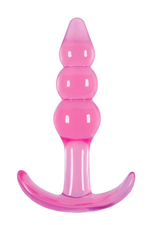 Розовая анальная пробка Jelly Rancher T-Plug Ripple - 10,9 см. - фото, отзывы