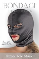 Чёрная маска-шлем Three-Hole Mask с вырезами для глаз и рта