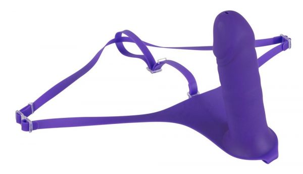 Фиолетовые трусики с фаллосом StrapOn for Lovers - 18 см. - фото, отзывы
