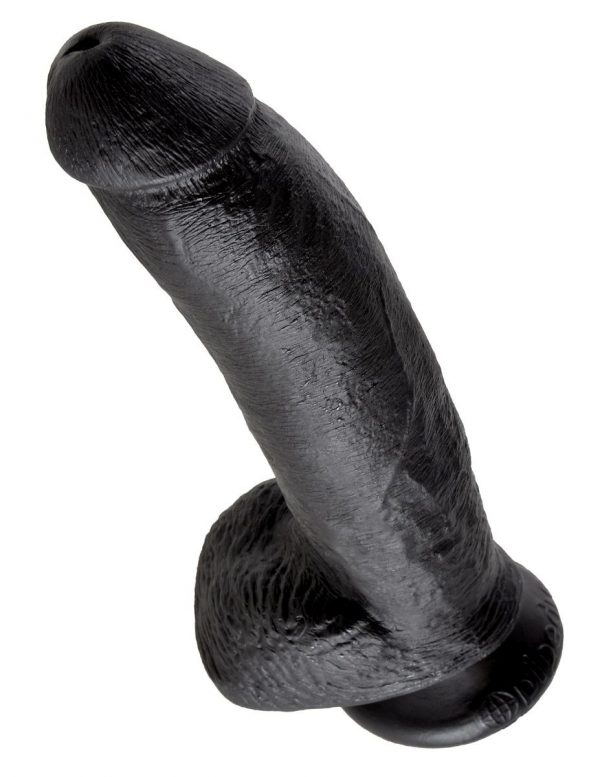 Чёрный фаллоимитатор 9  Cock with Balls - 22,9 см. - фото, отзывы
