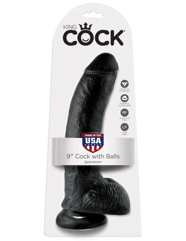 Чёрный фаллоимитатор 9  Cock with Balls - 22,9 см. - фото 4