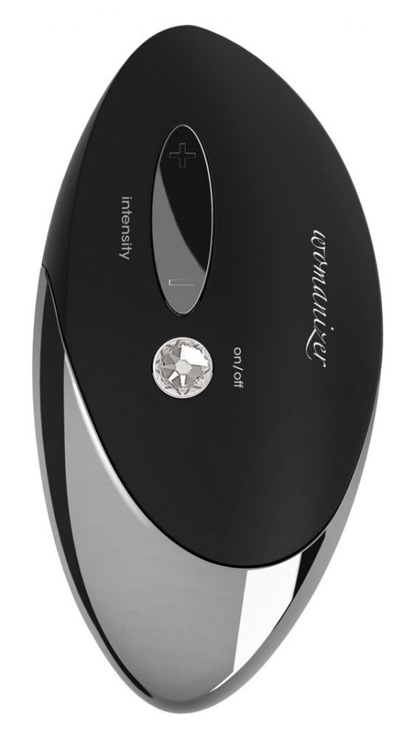 Чёрный бесконтактный стимулятор с хромированной вставкой Womanizer W500 Black Chrome - фото 4