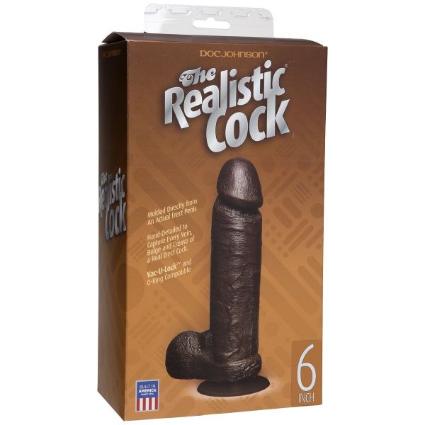 Реалистичный чернокожий фаллос The Realistic Cock 6” with Removable Vac-U-Lock Suction Cup - 19,8 см. - фото, отзывы