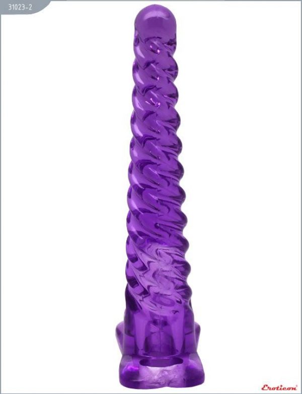 Фиолетовый анальный конус со спиралевидным рельефом - 16 см. - фото, отзывы