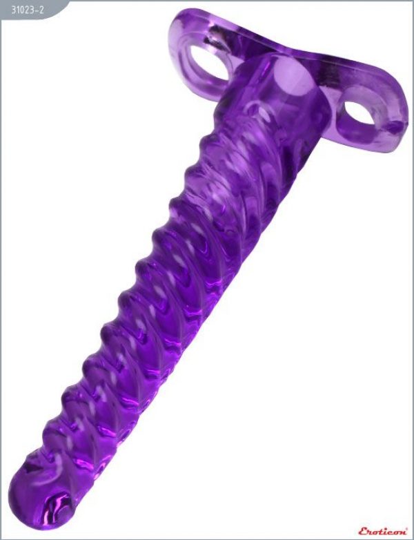 Фиолетовый анальный конус со спиралевидным рельефом - 16 см. - фото 3