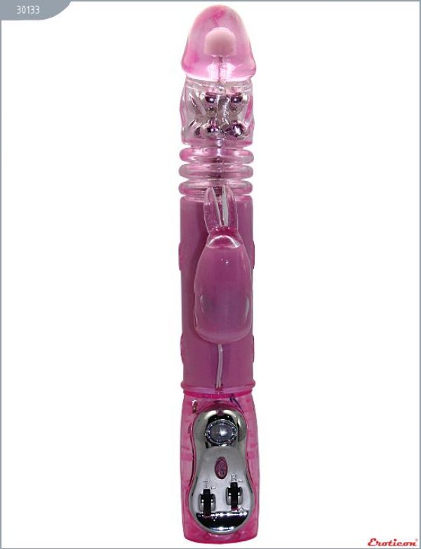 Розовый вибратор с металлическими шариками - 29 см. - фото, отзывы