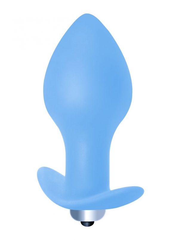 Голубая анальная пробка с вибрацией Bulb Anal Plug - 10 см. - фото, отзывы