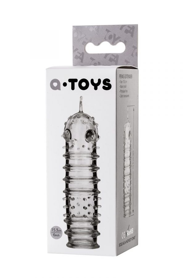 Прозрачная насадка на пенис TOYFA A-Toys с ребрами и точками - 15,3 см. - фото 3