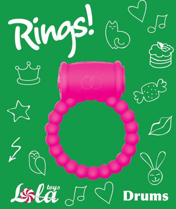 Розовое эрекционное кольцо Rings Drums - фото 3