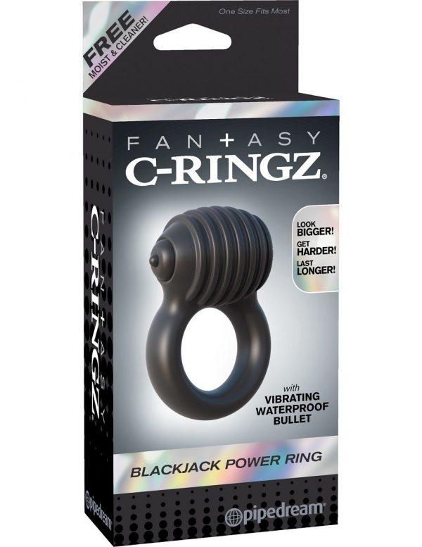 Чёрное эрекционное виброкольцо Blackjack Power Ring - фото 7