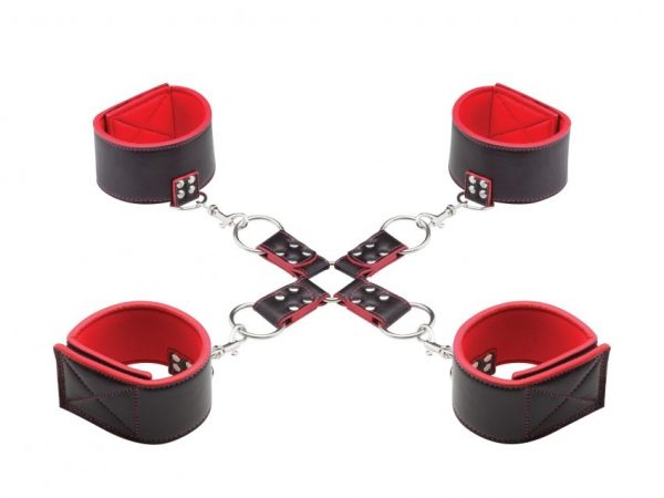 Чёрно-красный двусторонний комплект для бандажа Reversible Hogtie - фото 3