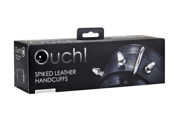 Чёрные кожаные наручники с шипами Spiked Leather Handcuffs - фото, отзывы