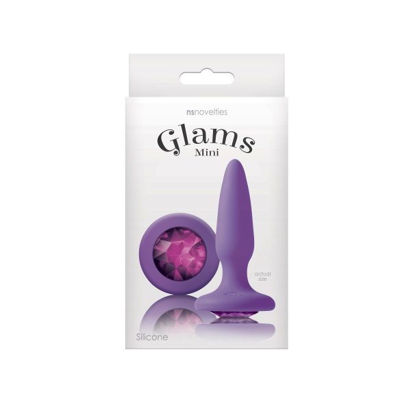 Фиолетовая анальная пробка с фиолетовым кристаллом Glams Mini Pink Gem - 8,4 см. - фото, отзывы