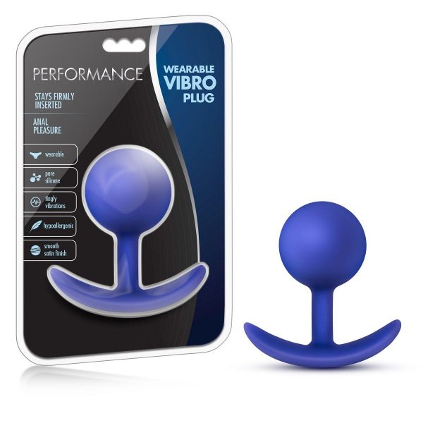 Синяя анальная пробка для ношения Performance Wearable Vibro Plug - 8,4 см. - фото 3