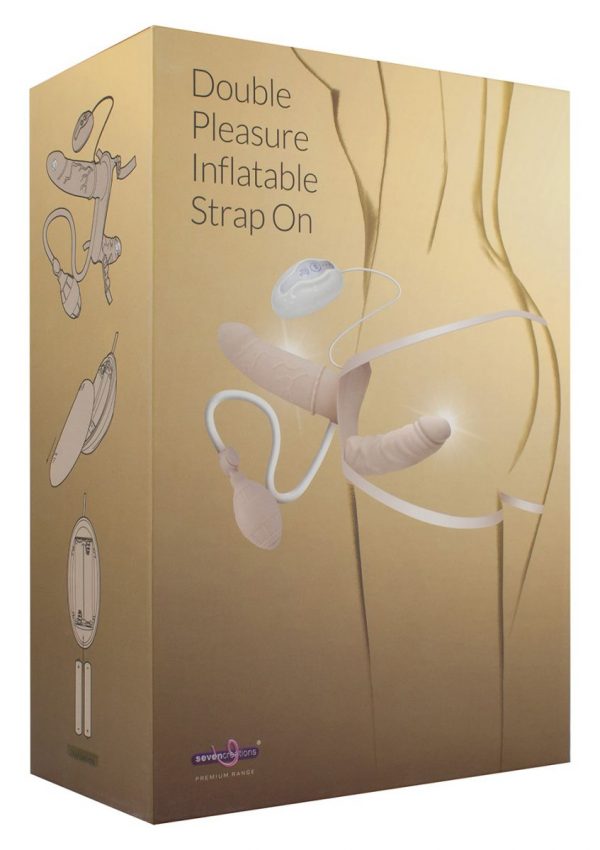 Женский страпон DOUBLE VIBRATING STRAP-ON с вагинальной пробкой - 17 см. - фото, отзывы